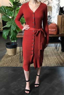 Gorgeous fitted dress or cardigan in brick
