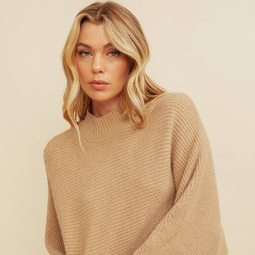 On Trend Cropped Camel Sweater