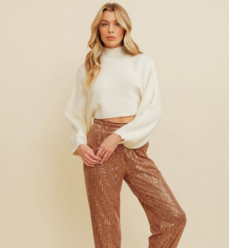 On Trend Cropped Winter White Sweater