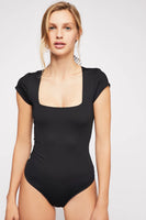FP fair and square neck duo bodysuit in black or blush