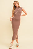 Gorgeous Body Con Dress in Brown/Camel Stripe