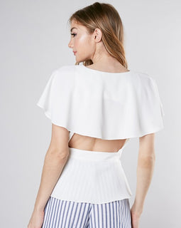 Do Be white wrap top with peek a boo back