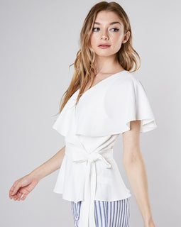 Do Be white wrap top with peek a boo back