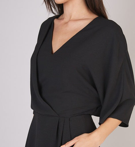 Bridgette Deep v neck wide sleeve dress