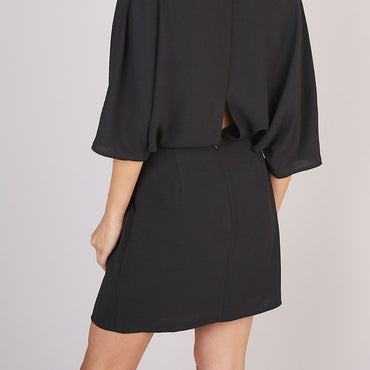 Bridgette Deep v neck wide sleeve dress