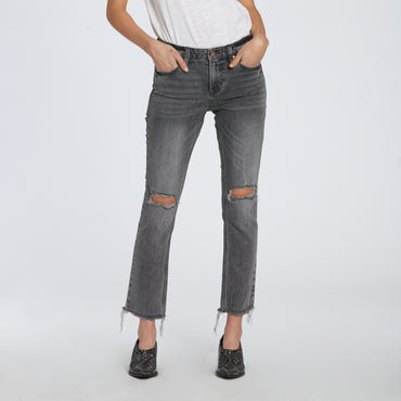 DJ grey distressed denim high rise