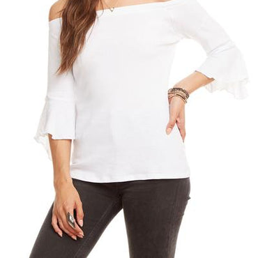 Peplum Off the Shoulder Tee in White