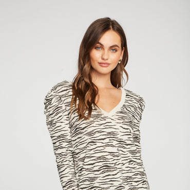 Puff sleeve Top Zebra Print