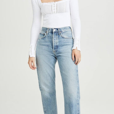 FP textured ribbed knit top in white