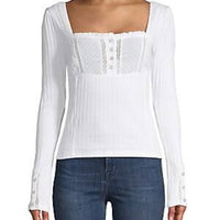 FP textured ribbed knit top in white